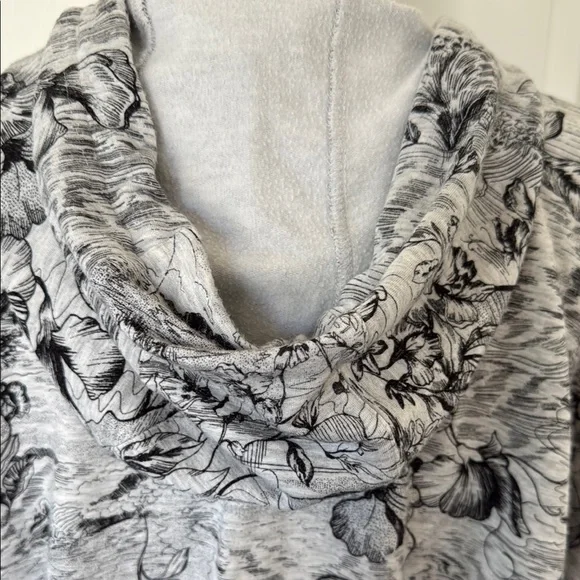 Athleta Gray Black Floral Zip-Up Hoodie Athleisure Jacket. - Picture 6 of 8